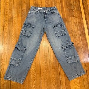 Zara woman Light Gray Cargo Denim Jeans